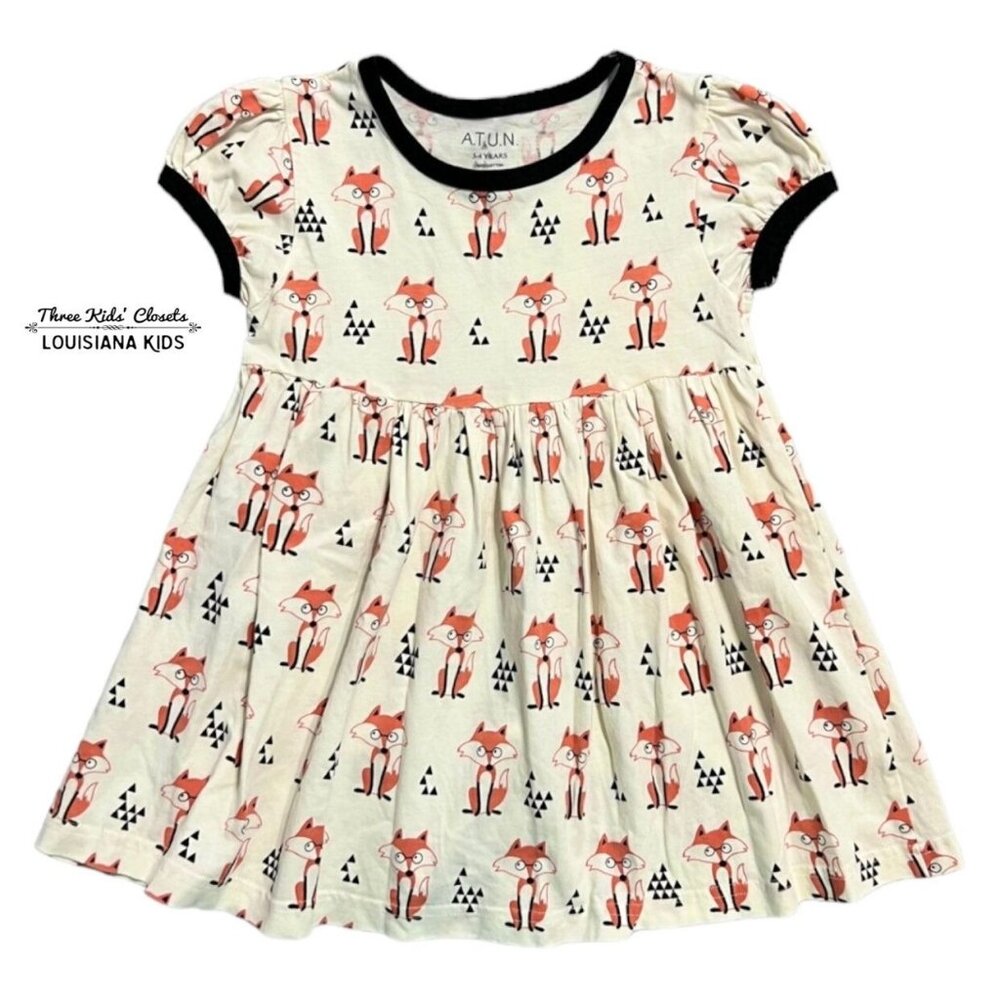 ATUN 3-4Y Fox Print Dress